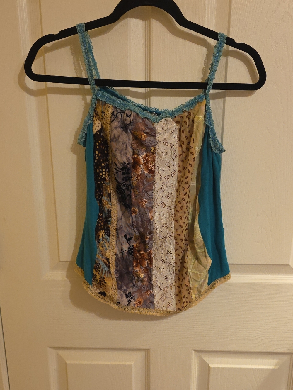 Cello Teal Multi-Print Lace Trim Camisole
